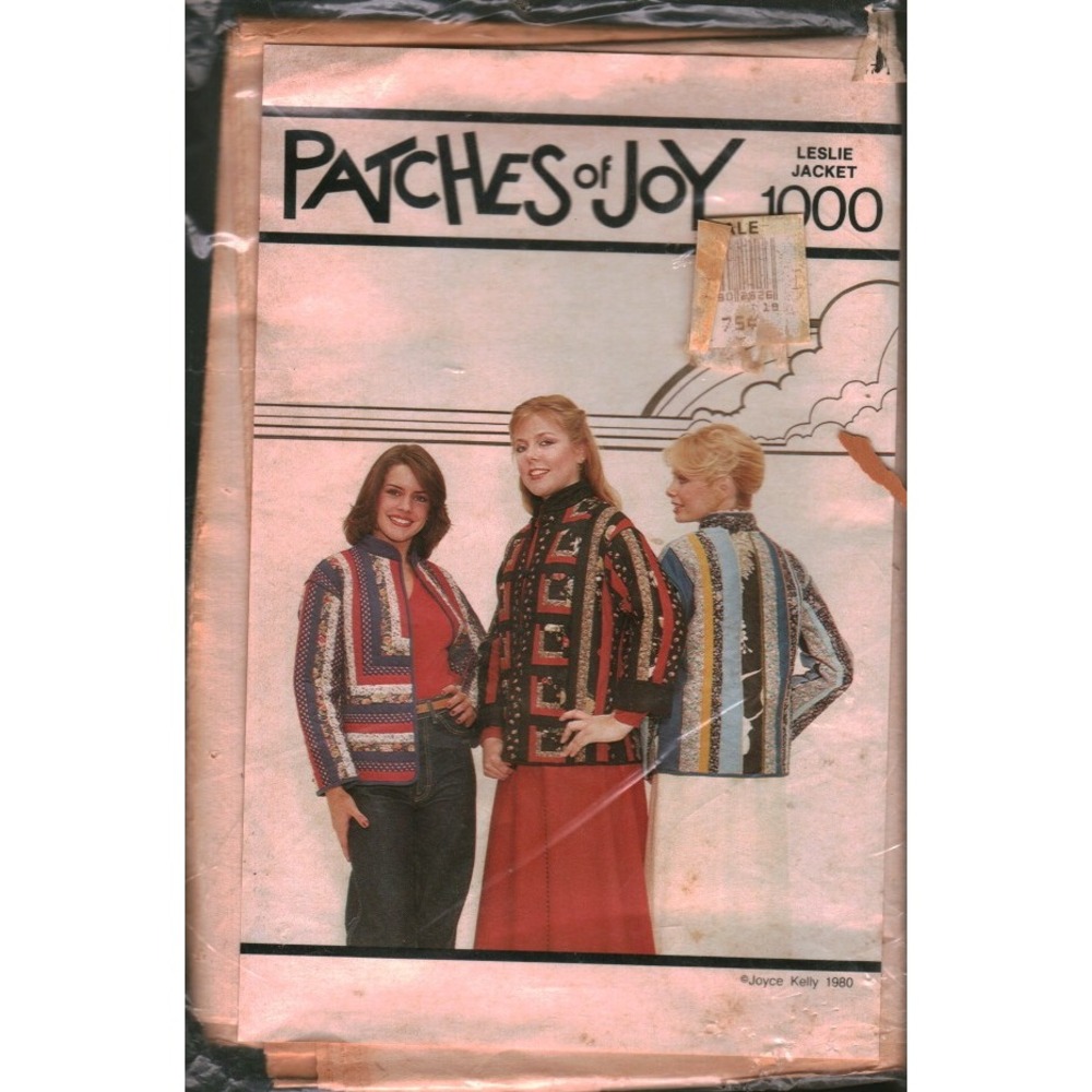 Vintage Patches of Joy Leslie Jacket Sewing Pattern Joyce Kelly 1980 Log Cabin